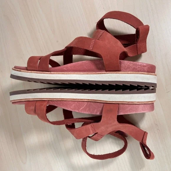 Merrell Redwood Sandals Womens 9 Red Brown Leather Strappy Platform J000572 - Picture 7 of 9